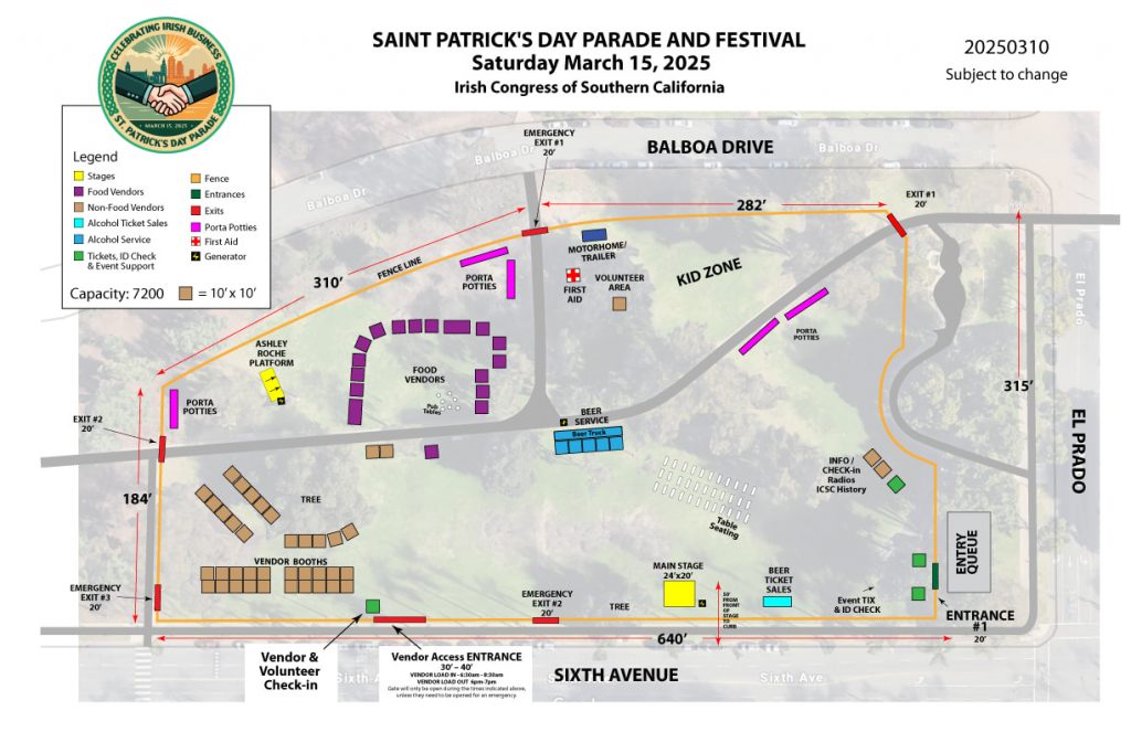 San Diego St. Patrick's Day Parade and festival map